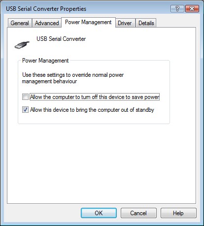 converter property page - power management